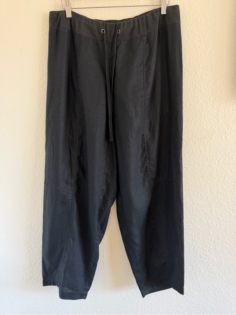 Eileen Fisher Black Wide Leg Organic Linen Pants size M